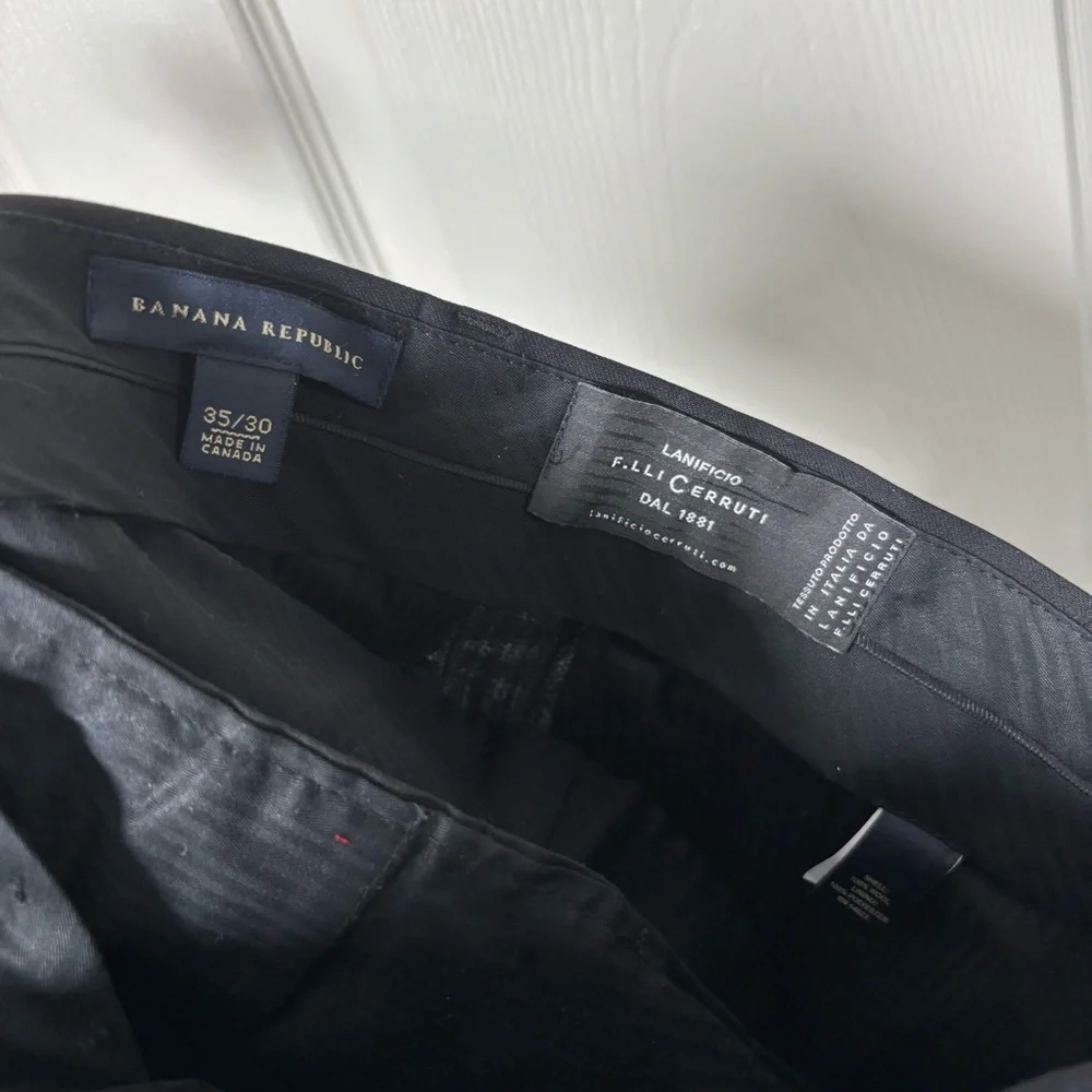 Banana Republic Pants Mens 35x30 Black 100% Wool Dress Slacks Cerruti Straight